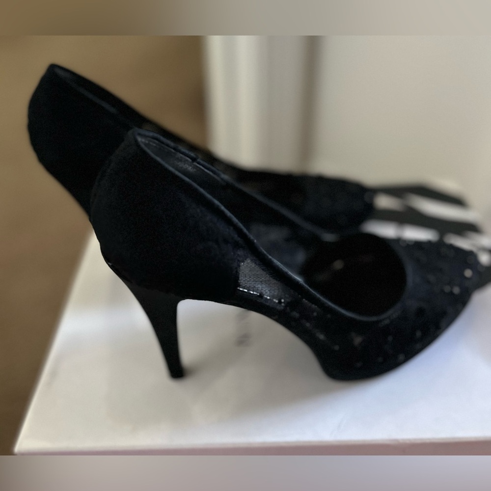 Nine West Black Sparkly Lace Women's Heels